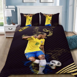 Jalgpallit&auml;he tekikott padjap&uuml;&uuml;r Neymar Voodipesu komplekt T&auml;iskasvanud Poiss T&uuml;druk Magamistoa kaunistus &Uuml;he-kahekohaline T&auml;is Kuninglik suurus AU Single(140*210cm)3pcs