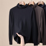 Meeste 100% puuvillane &uuml;hev&auml;rviline žakaartr&uuml;kiga k&otilde;rge kaelusega kampsun, k&otilde;rge kaelusega aluskiht 2025 s&uuml;gis/talveks XXL