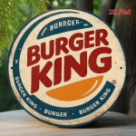 Burger King Vintaažm&auml;rk. Punane ja valge metallist logo koduks, kontorisse v&otilde;i garaaži. Kogutav dekoratsioon. puhas