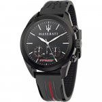 Maserati Traguardo Must Silikoon/Kumm Meeste Kvarts Kronograaf R8871612004 Kell must