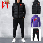 Meeste dressipluus + kapuutsiga pusa + dressip&uuml;ksid Komplekt Vabaaja Jooksja Spordir&otilde;ivad 3-osaline Mehelik Fliis Streetwear Komplektid S lilla