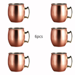 6 tk/komplekt 60 ml minitassid Moscow Mule tass puidust hoidikuga kokteiliklaasid roostevabast terasest haamriga vaskkattega &otilde;lle-veiniklaas 60ml