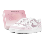 Nike Court Borough GS Couple's, Pink Love Starry, Comfortable Versatile, Fashion Individual Low top Skateboard Shoes BQ5448-100(TeamS2-S-BOX) 39 white