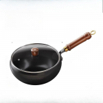 Suure k&otilde;huga pott Majapidamispott Wok Katmata Mittekleepuv pott K&auml;sitsi valmistatud Malmpott Keedetud Malmpott Wok Suure k&otilde;huga Malmpott 24cm