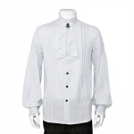 Meeste volangidega p&uuml;stkraega pikk laternvarrukatega piraadi cosplay s&auml;rk keskaegsed riided gooti vintage top S valge