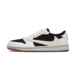 Travis Scott x Jordan Air Jordan 1 Polsterdus Libisemisvastased Madalad Vintage Korvpallijalatsid Unisex Valge Beež DZ4137-700(Meeskond-) 35.5