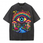 Retro Trippy Seenesilmaga T-s&auml;rk Meestele Naistele Pesta Must &Uuml;le suurusega T-s&auml;rk Vabaaja T&auml;navamood Ps&uuml;hhedeelsed Graafilised Topid S