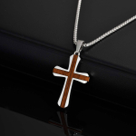 Vnox punasest puidust usuristi ripatsiga kaelakee meestele, h&otilde;bedast v&auml;rvi roostevabast terasest karpkett kaelakeed, religioossed ehted kingitused 60cm