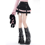 K&otilde;rge v&ouml;&ouml;koht Jaapani Kawaii Mini Koogiseelik Naistele Magus Patchwork Lolita Y2k Gooti Pitsi Esteetika Volangidega A-l&otilde;ikeline Seelik S must