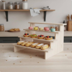 Puidust v&auml;ljapanekualus Multifunktsionaalne kujukeste kogumise riiul Astmeline disain Puidust alus jaoks 30CM 4 Tiers