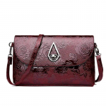 Daami &Otilde;htupidu Sidur Roosikujuline Reljeefne K&auml;ekott Elegantne Ema &Otilde;lakott Klapiga Crossbody Kott burgundiapunane