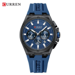 CURREN 8487 Unisex Multifunktsionaalne Veekindel Kell Suure Numbrilaua ja Kalendriga, Kummirihm black