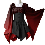 Moodne Naiste Halloweeni Esituskost&uuml;&uuml;m Renessanssikleit Keskaegne Gooti Cosplay Lava-riietus M punane
