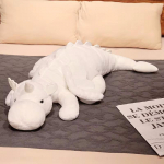 1 tk 70-150cm hiiglaslik valge draakon pl&uuml;&uuml;sis m&auml;nguasi &uuml;kssarviku sarvega lendava tiibaga draakonid dinosid kallistuspadi Dinos unekingitus about 65-70cm