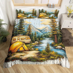 Telkimise tekikoti komplekt T&auml;issuurus King Suurus Multikas RV Telkimisauto Voodipesu komplekt Matkaauto Tarvikud Reisihaagised Tekikate 140x200cm