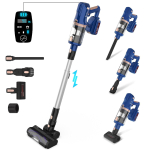 UMLo V11 Sinine Juhtmeta Pulk-tolmuimeja &ndash; 2-in-1 K&auml;eshoitav & P&otilde;randapuhastus HEPA-filtreerimise, 300W Mootori, 4000mAh Aku ja LED-ekraaniga 30 x 25 x 115 cm sinine