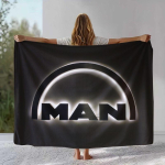 Retro MAN Veoauto Logo Flanellist Tekk, &Uuml;lipehme Soe Pl&uuml;&uuml;sist Visketekk Kodu Magamistoa Voodi Diivani Katteks Kontori Telkimise Pikniku jaoks Size: 130*170cm, Weight: 230 GSM