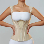 Fajas Colombianas Body Shaper Shapewear naiste vest topeltkompressiooniga talje treenija korsett t&otilde;mblukk XS beige