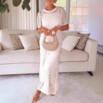 Valgepitsiline Kootud Pikk Varrukateta Maksikleit, Elegantne L&auml;bil&otilde;ikega Disain, Boho &Scaron;ikk Suvekleit L white