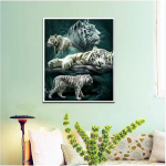 Teemantmaal ristpistes T&Auml;IS Teemanttikandid Valged tiigrid kodukaunistus k&auml;sitsi kleebitud 20X30CM