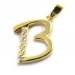 Les Tr&eacute;sors De Lily [M8740] - kullatud ripats  Letter B  valge kuld - 21x10 mm kuld