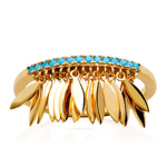 Bague Plaqu&eacute; Or 'Navajos' turquoise dor&eacute; - 6x2 mm 54 t&uuml;rkiissinine