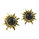 7bis [Q1557] - k&auml;sitsi valmistatud mustast kullast k&otilde;rvar&otilde;ngad  Sun  - 14x14 mm must