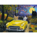 5D-teemantmaali tikandiga kleebis maastiku kassi ja autoga  ristpistes kivimosaiigist kodukaunistus 20X30CM