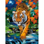 Teemantmaaling Tiger Forest Tree Teemanttikandid Full Round Drill Ristpistes 20X30CM