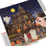 5D DIY teemantmaali maja t&auml;isruudu puur Rhinestone komplekt teemanttikandid maastik Halloweeni seinakunsti kaunistus Full Round （30x30CM）