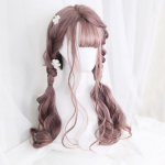 Bybrana naiste pikad juuksed Lolita tukk roosad parukas s&uuml;nteetilised juuksed kuumakindlad armas pidu 60cm