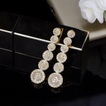 WWJ naiste roosikuldsed kuubikud tsirkooniumoksiidmood pikad rippuvad k&otilde;rvar&otilde;ngad kuld/kollane