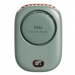 Kaelakee Ventilaator Mini Kantavad Ventilaator Kaelapael Ventilaator USB Laetav Vaikne 3 kiirusega K&auml;evaba Ventilaator roheline