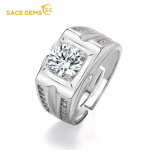 SACE GEMS Klassikaline vasesulamist tsirkoonist meeste s&otilde;rmus Stiilne meeste s&otilde;rmus open valge