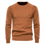 AIOPESON Argyle Meeste Basic Pullover &Uuml;hev&auml;rviline O-kaelusega Kootud Meeste Kampsun Talvemood Uued kudumid meestele L 70-78 kg &scaron;okolaad