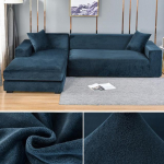Sametine diivani kate Elastne paks L-kujuline nurgadiivani kate elutuppa 1/2/3/4 istekohaga veniv kate diivandiivani tugitoolile 1 Seater 90-140cm tumesinine v&auml;rv