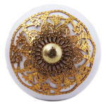 Les Tr&eacute;sors De Lily [A3113] - Kuldvalge Boho keraamiline m&ouml;&ouml;blinupp - 60x40 mm kuld