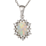 Les Tr&eacute;sors De Lily [R5576] &ndash; k&auml;sit&ouml;&ouml;na valmistatud h&otilde;bedane ripats  Goddess Opal  h&otilde;bevalge (roodiumiga kaetud) - 13x10mm valge