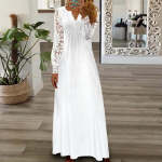 Elegantne konkslillega &otilde;&otilde;nespitskleit naistele kevadsuvi moodne pitsiline pikk kleit, naine vabaaja pikkade varrukatega valged kleidid 24816 XL