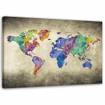 Feeby l&otilde;uenditr&uuml;kk, v&auml;rviline vintage maailmakaart 60x40 mitmev&auml;rviline