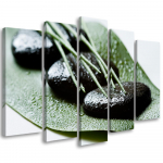 Viieosalise pildiga l&otilde;uenditr&uuml;kk Natura Zen Leaf Stones 100x70 roheline