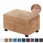 Velvet Stretch Ristk&uuml;lik Ottomani tabureti kate Elastne ruudukujuline jalatugi libisemiskate jalatugi tooli katted m&ouml;&ouml;bli kaitse kate L
