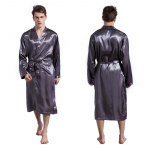 Pikkade varrukatega siidist satiinist hommikumantel Pidžaamad Solid Sleepwear Salongir&otilde;ivad S hall