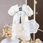 T&uuml;drukute pikk kleit Hiina stiilis klassikaline t&uuml;drukute Cheongsami lastekleit 90cm valge