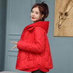 Talvine uus soe ja paksendatud kapuutsiga mantel L&uuml;hike sulemantel naiste mantel M punane