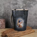 Ehtsast nahast naiste k&auml;ekotid Vintage disainiga &otilde;lakotid naistele Classic Bucket Bag 19*15*31cm tumehall v&auml;rv