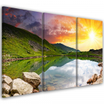 Kolmeosalise pildiga l&otilde;uenditr&uuml;kk Sunset Landscape Lake 60x40 roheline