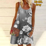 Naiste lill, kolm ilusat roosi, tr&uuml;kitud minikleit, varrukateta peokleit, suvine rannakleit, p&auml;ikesekleit L hall