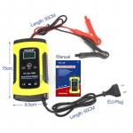12V 5A impulss-remondi akulaadija auto mootorrattale AGM GEL WET pliihape Europe plug-15x8.5x6cm kollane/must