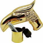 Messingist jalutuskepi k&auml;epide, kotkapea, valatud messing koos asenduskummist messingiga v&auml;lise &uuml;hendusvarda k&uuml;ljes